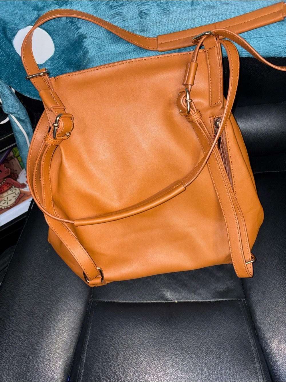 LOVEVOOK Tan Leather-Style Drawstring Backpack - Picture 2 of 3